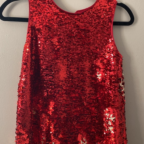 cat and Jack sequin flip red silver snowflake holiday dress large 10/12 - Picture 2 of 4